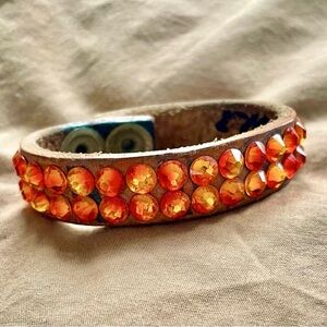 Alan Scott Swarovski Leather Cuff